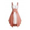 Colorblock Lace Up Asymmetric Faux Twinset Dress Sleeveless Midi 2 In 1 Dress - LIGHT ORANGE XL
