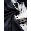 Robe Asymétrique Teintée Imprimée à Epaule Dénudée à Manches Chauve-souris à Lacets - Noir M