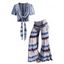 Ensemble de Haut Court Tie-Dye à Devant Ouvert et Pantalon à Taille Élastique à Jambes Larges - multicolor S