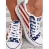 American Flag Print Lace Up Frayed Raw Hem Canvas Shoes - multicolor A EU 41