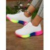 Bright Ombre Print Lace Up Breathable Sport Shoes - Blanc EU 36