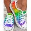 Sequins Round Toe Lace Up Frayed Raw Hem Shoes - multicolor A EU 42