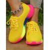 Bright Ombre Print Lace Up Breathable Sport Shoes - Jaune EU 42