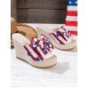 Star And Stripe Print Bowknot Fish Mouth Wedge Slippers - multicolor A EU 40