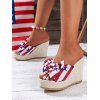 Star And Stripe Print Bowknot Fish Mouth Wedge Slippers - multicolor A EU 40