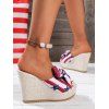 Star And Stripe Print Bowknot Fish Mouth Wedge Slippers - multicolor A EU 41