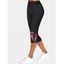 Legging Décontracté Capri à Imprimé Champignon à Taille Elastique - Noir XXL
