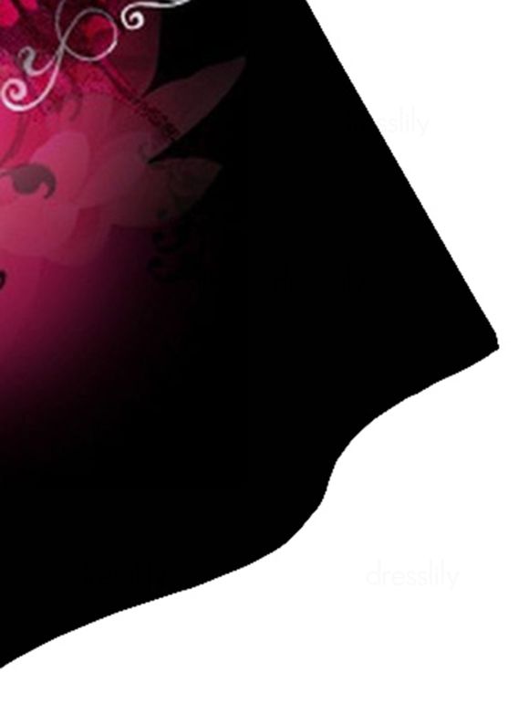 Haut à Bretelle Fine Ajustable en Treillis à Imprimé Papillon à Ourlet Asymétrique - Noir S