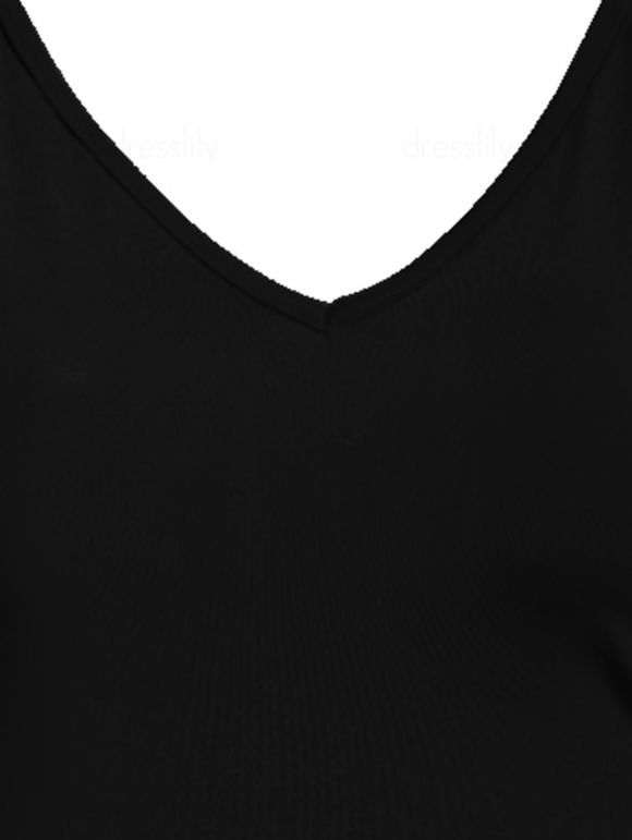 Ensemble de T-shirt à Imprimé Léopard à Epaule Dénudée à Volants et de Camisole Plissée à Bretelle Fine - multicolor S