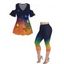 Ensemble de T-shirt Ombré Imprimé à Épaules Nues et Legging Capri à Taille Élastique Grande Taille - multicolor A L