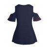 Plus Size Ombre Print Cold Shoulder T Shirt and Elastic Waist Capri Leggings Casual Outfit - multicolor A L