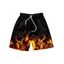 Short de Plage Décontracté à Imprimé Feu Taille Elastique à Cordon - Noir 4XL