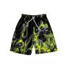 Short Gothique Punk à Imprimé Crâne en Feu à Taille Elastique - Noir M