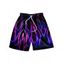 Short Décontracté à Imprimé Flamme Partout Taille Elastique à Cordon - Noir 4XL