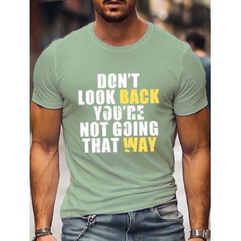

Slogan Print T Shirt Cotton Round Neck Short Sleeve Top, Light green