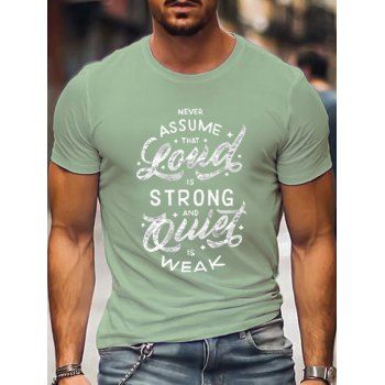 

Slogan Print T Shirt Cotton Round Neck Short Sleeve Casual Tee, Light green