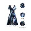 Robe Cahce-cœur Mi-Longue Ceinturée Teintée Imprimée à Ourlet Asymétrique - Bleu S