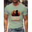 T-shirt Décontracté à Imprimé Slogan et Caractère à Col Rond en Coton - Vert clair XXL