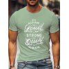 T-shirt Décontracté à Imprimé Slogan à Manches Courtes à Col Rond en Coton - Vert clair XXL