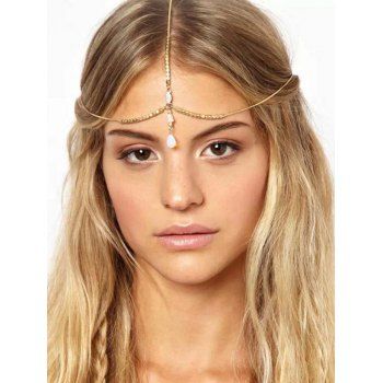 

Waterdrop Shape Layered Chain Hair Accessory, Golden