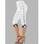 Plaid Panel Capri Leggings Wide High Waist Zipper Detail Cropped Leggings - WHITE XXL