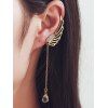 Boucle d'Oreille à Clip Unique en Forme de Goutte d'Eau avec Aile en Strass - d'or 
