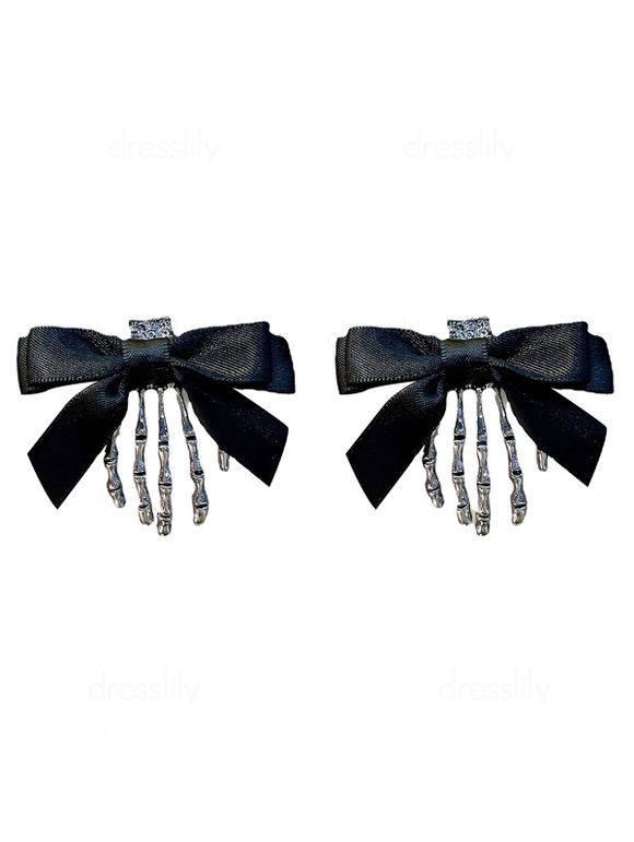 2 Pièces Pince à Cheveux Gothique Papillon en Forme de Crâne - Noir 