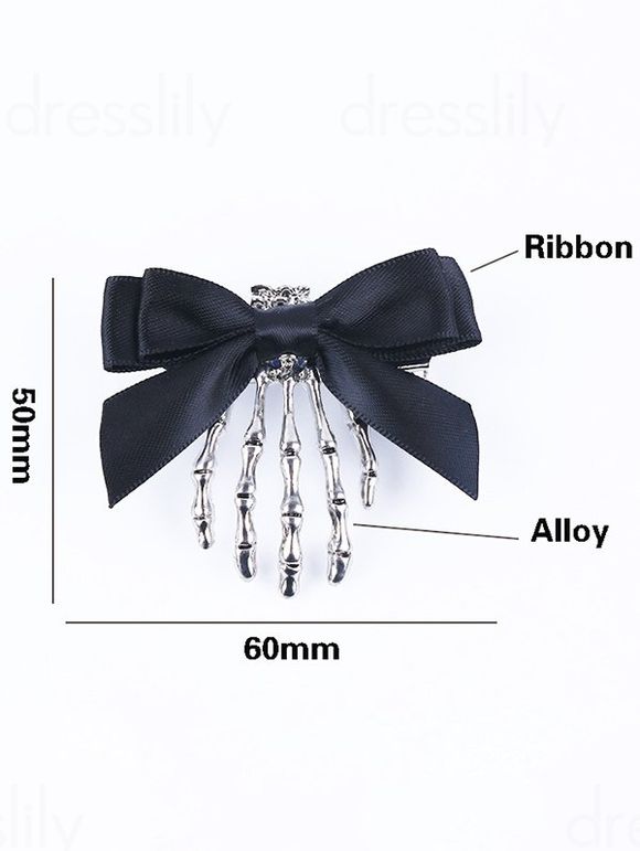 2 Pièces Pince à Cheveux Gothique Papillon en Forme de Crâne - Noir 