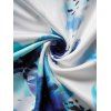 T-shirt Décontracté à Imprimé Fleur Aquarelle à Manches Bouffantes de Grande Taille - Bleu clair 3X