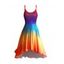 Robe Haute Basse Mi-Longue à Bretelle Fine en Couleur Ombrée à Imprimé Taches Couleurs Vives - multicolor L