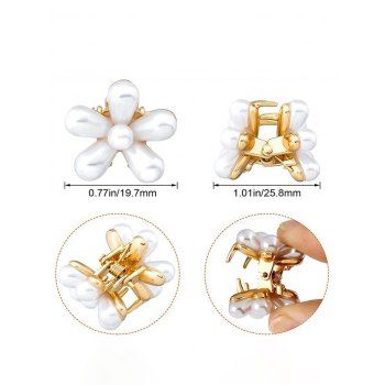 8 Pcs Faux Pearl Floral Shape Mini Claw Clips