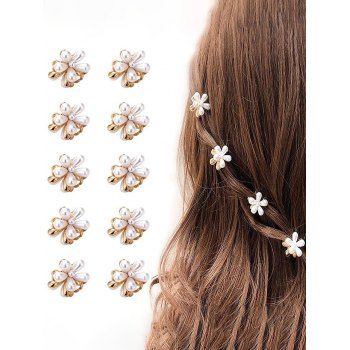 

8 Pcs Faux Pearl Floral Shape Mini Claw Clips, White