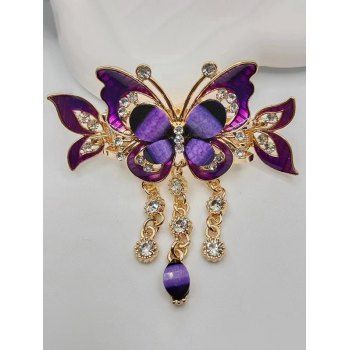 

Butterfly Shape Rhinestone Tassel Hair Clip, Purple