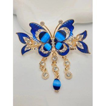 

Butterfly Shape Rhinestone Tassel Hair Clip, Deep blue