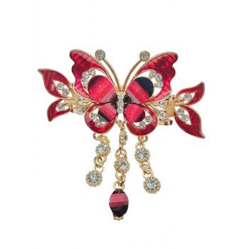 

Butterfly Shape Rhinestone Tassel Hair Clip, Red