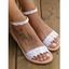 Lace Flat Heel Ankle Strap Beach Vacation Sandals - Blanc EU 35