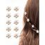 8 Pièces Mini Pinces à Cheveux en Forme de Griffe avec Fausse Perle - Blanc 