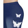 Legging Capri Décontracté à Imprimé 3D Fleur et Papillon à Taille Elastique Grande Taille - Bleu profond 3X