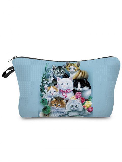 Cute Cat Print Zipper Portable Travel Cosmetic Storage Bag