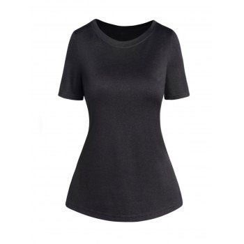Plaid Print Heart-ring Adjustable Strap Asymmetric Dress And Basic Short Sleeve T-shirt Two Piece Set