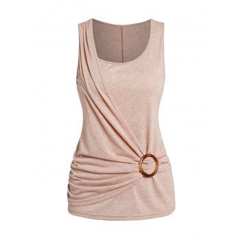 

Heather Tank Top O Ring Surplice Casual Tank Top, Light coffee