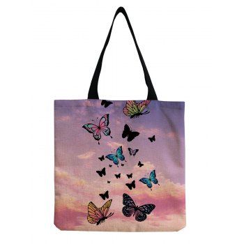 

Butterfly Print Large Capacity Canvas Tote Bag, Light purple