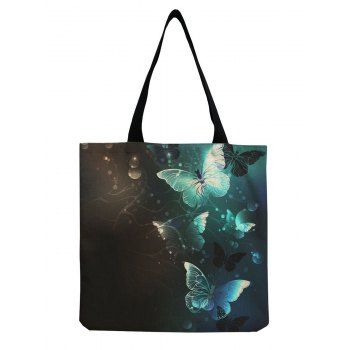 

Butterfly Print Large Capacity Canvas Tote Bag, Multicolor a