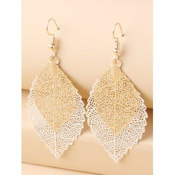 

Hollow Out Leaf Shape Double Layer Metal Earrings, Multicolor a