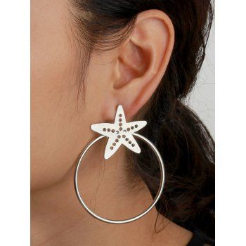 

Hollow Out Star Round Shape Metal Earrings, Silver