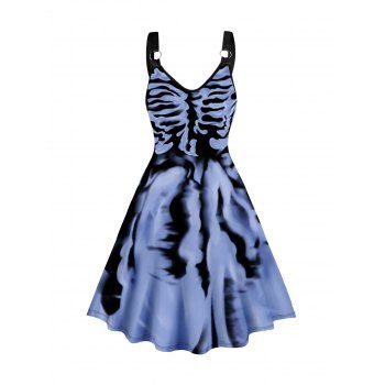 

Allover Print Tank Dress O Ring A Line Casual Midi Dress, Concord