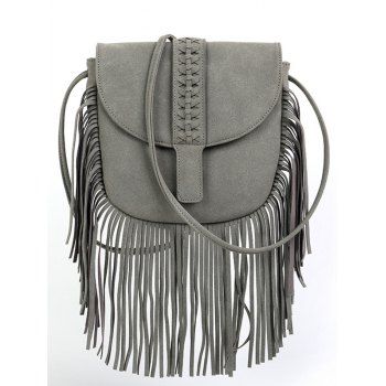 

Solid Color Tassel Crossbody Bag, Gray