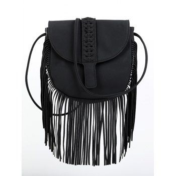 

Solid Color Tassel Crossbody Bag, Black