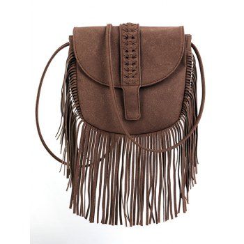 

Solid Color Tassel Crossbody Bag, Deep coffee