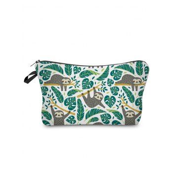 

Allover Print Hanging Multipurpose Cosmetic Pouch Handbag For Travel, Green